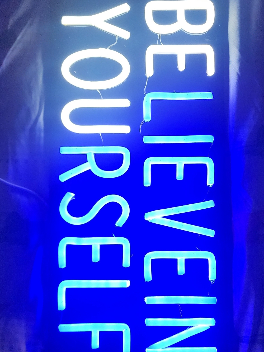 Blue Neon Sign 'Beleven Yourself' - Blue LED Decorative Wall Art